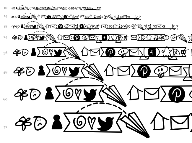 Notepaper Airplanes Extras font waterfall